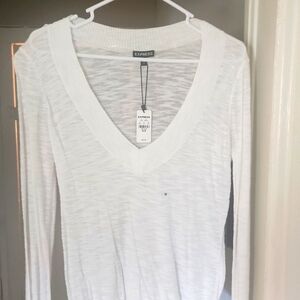 Express long sleeve, V neck shirt size Medium in white